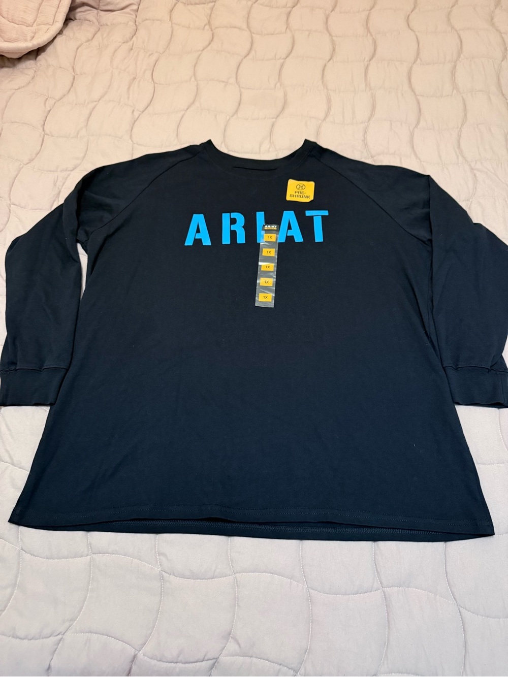 Ariat Black Long Sleeve Tee with Bright Blue Logo